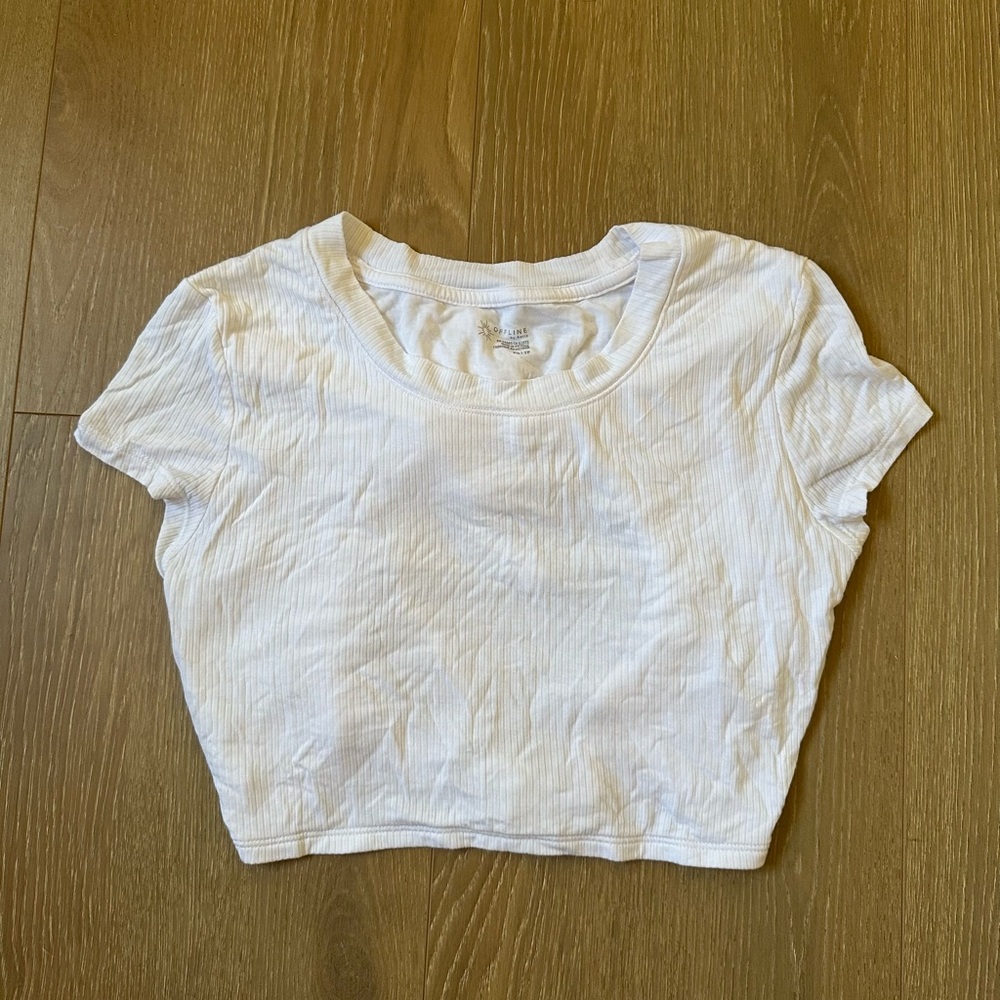 Aerie White Ribbed Crop Top